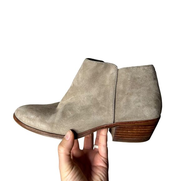 Sam Edelman Petty Ankle Boot Size 8.5 Tan Suede Leather Side Zip Low Heel - Picture 12 of 12
